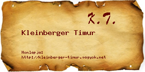Kleinberger Timur névjegykártya